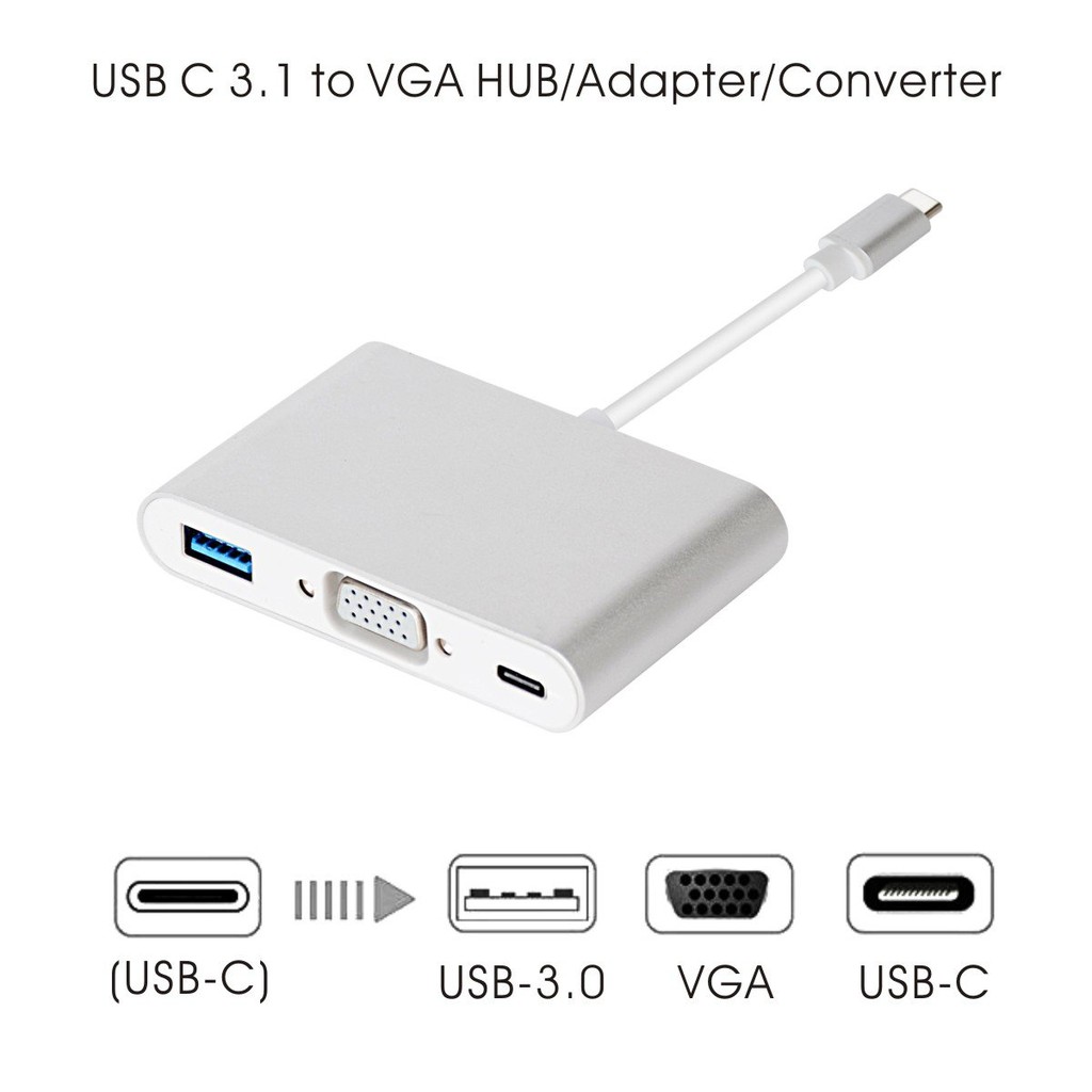 Cáp Chuyển Đổi Type-C Sang USB 3.0 VGA Adapter Cao Cấp