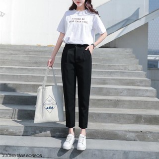 Quần tây baggy nữ chất vải tuyết mưa - Đi học, đi chơi, đi làm - Tôn dáng - 2 màu Đen, Xanh navy [hàng loại 1]