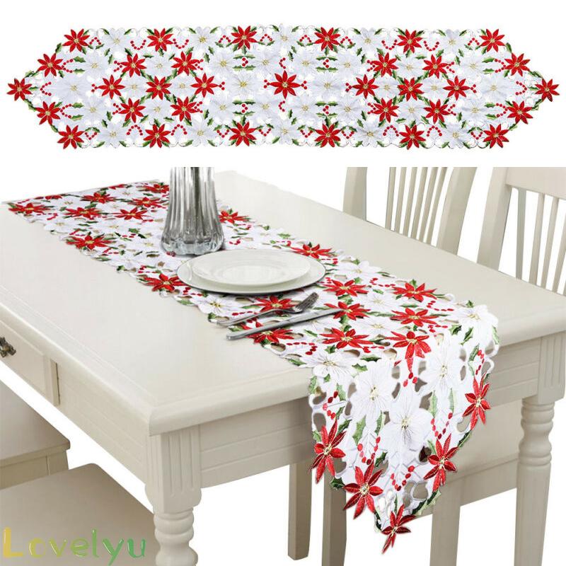 Table Runner 40*180cm Kitchen Holiday Tablecloth Christmas Embroidered