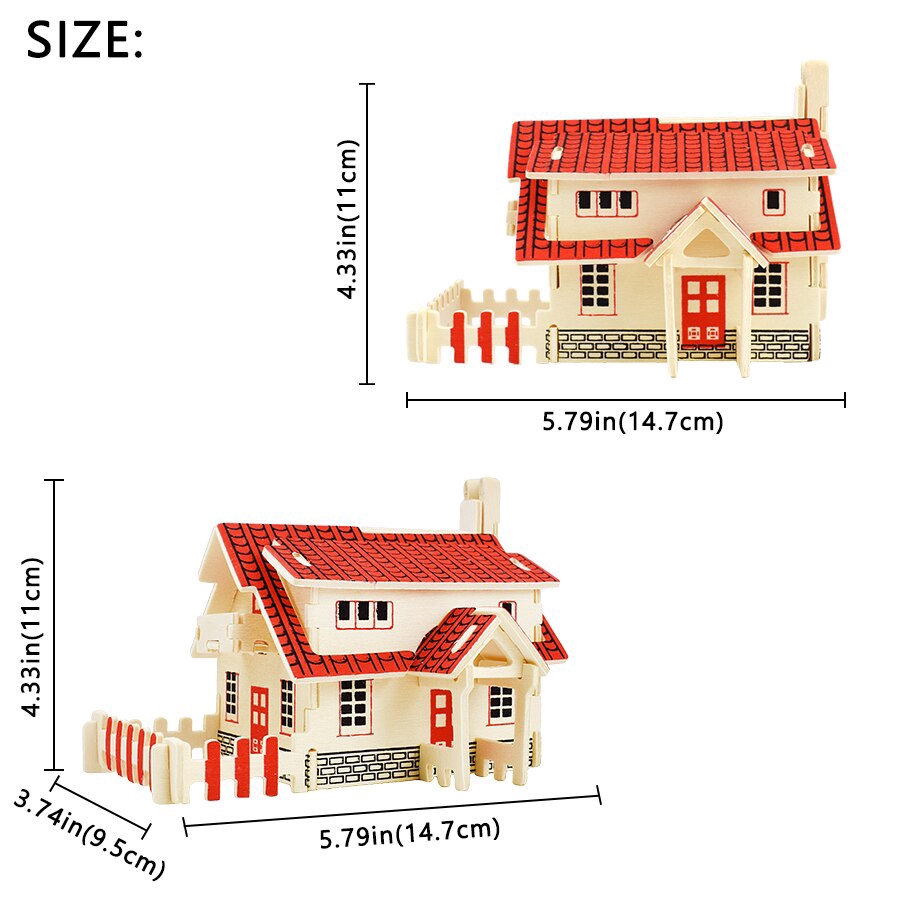 Đồ chơi xếp hình ngôi nhà 3D bằng gỗ tự làm phong cách phương tây cho bé