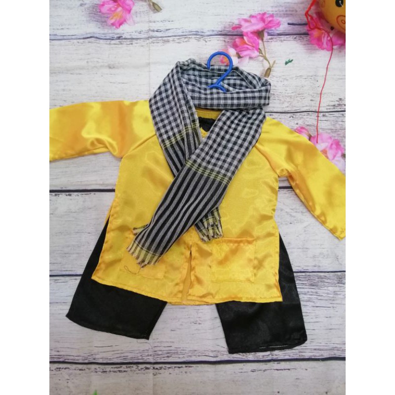 Bộ bà ba áo vàng + quần đen