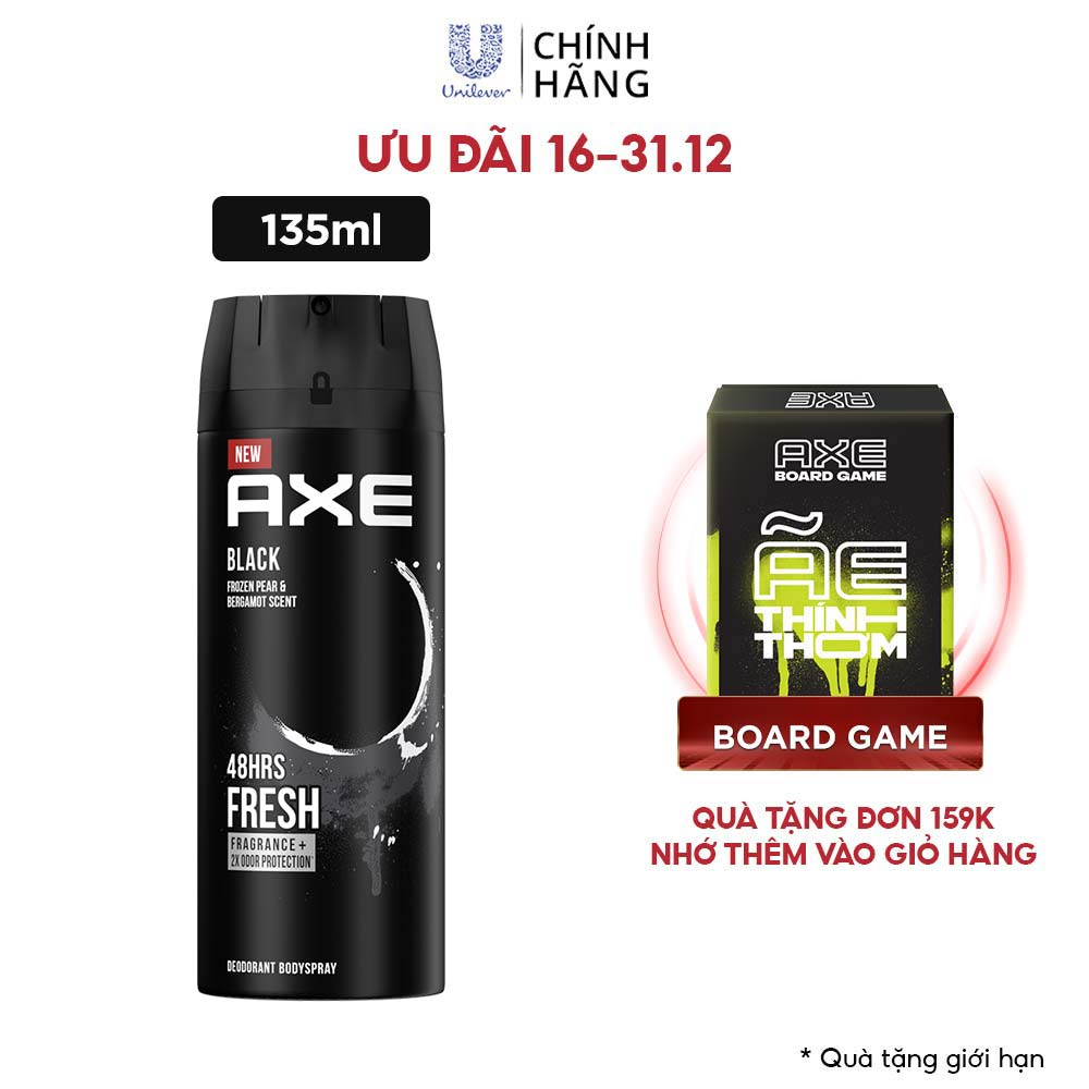 Xịt nước hoa toàn thân dành cho nam AXE Black (135ml) | BigBuy360 - bigbuy360.vn