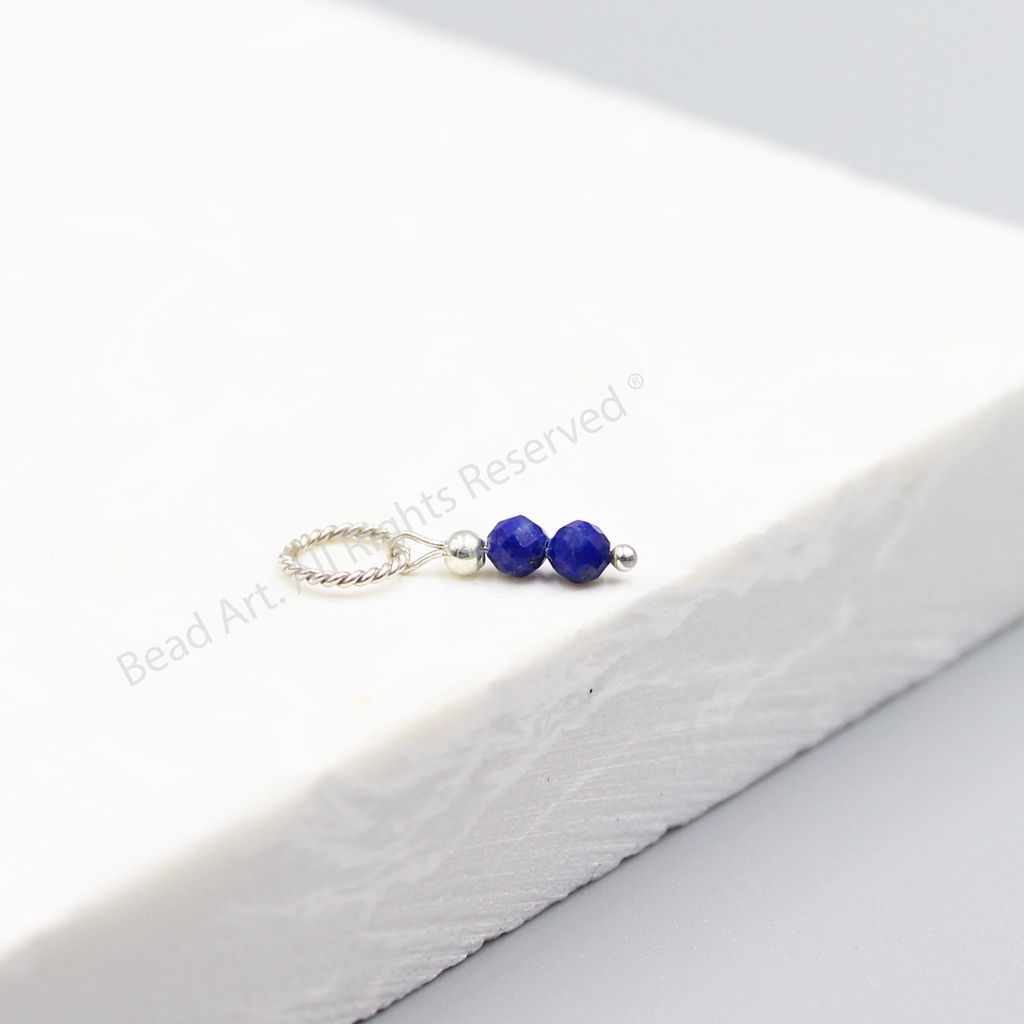 Mặt Dây Chuyền Lapis Lazuli Thiên Nhiên Màu Xanh Dương Và Bạc 925 Size Mini (Nhỏ) 15x3.5mm, Trang Sức Phong Thuỷ S48