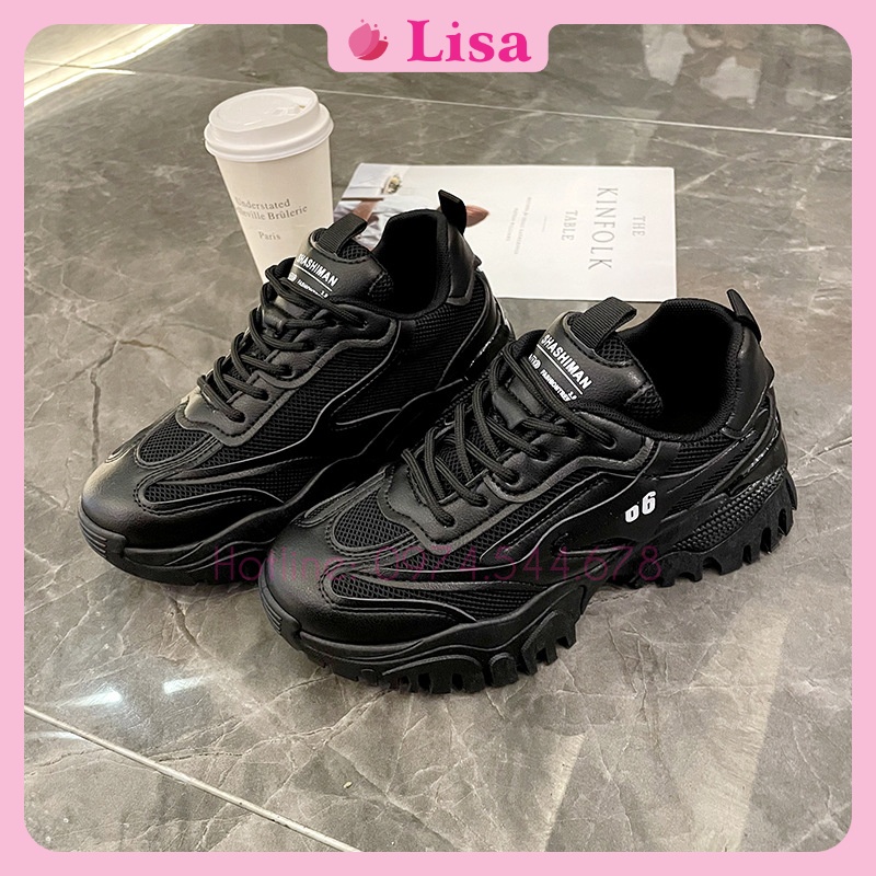 Giày Thể Thao Nữ, Giày Sneaker Đế Răng Cưa Gót Bạc, Độn Đế 5cm Kiểu Dáng Năng Động, M68 Lisa