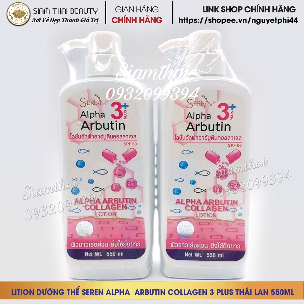 Lotion Sữa Dưỡng Thể Seren Alpha Arbutin Collagen 3 Plus Thái Lan 550ml