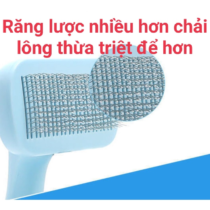 Lược chải lông chó mèo cao cấp có nút bấm lấy lông tiện lợi - 2 màu Pastel siêu đẹp