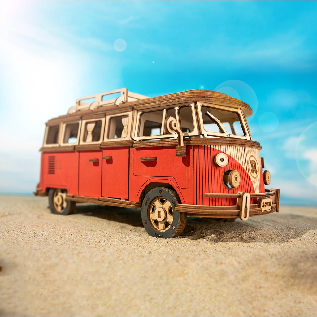 Đồ chơi lắp ghép gỗ 3D Mô hình Xe Cắm trại Camper Van DG-Q701