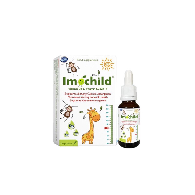 IMOCHILD Vitamin D3 K2 MK7, DHA hỗ trợ trẻ hấp thu Canxi