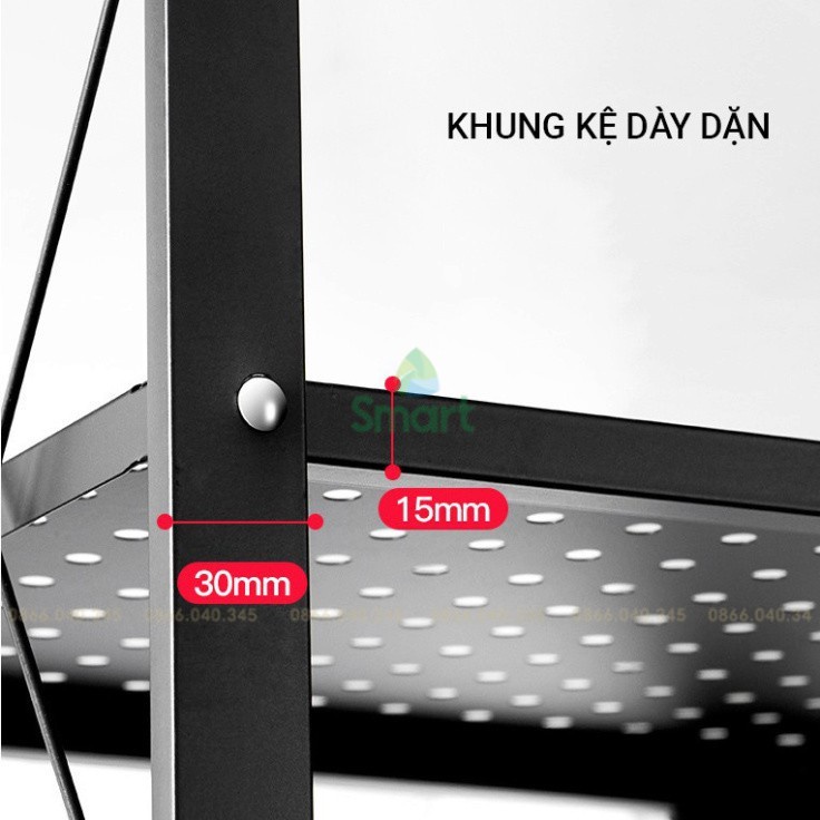 Kệ đa năng gấp gọn có bánh xe 3 tầng, 4 tầng, 5 tầng để cây cảnh, lò vi sóng, lò nướng, sách vở