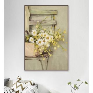 Tranh canvas 60x90 cúc họa mi tranh sơn dầu