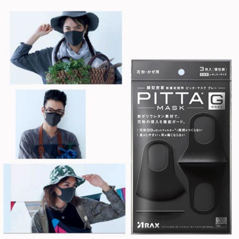 Khẩu trang lọc khói bui PITTA giữ nhiệt MASK 3 miếngCHÍNH HÃNG  bảo vệ sức khỏe sức khỏe người sử dụng