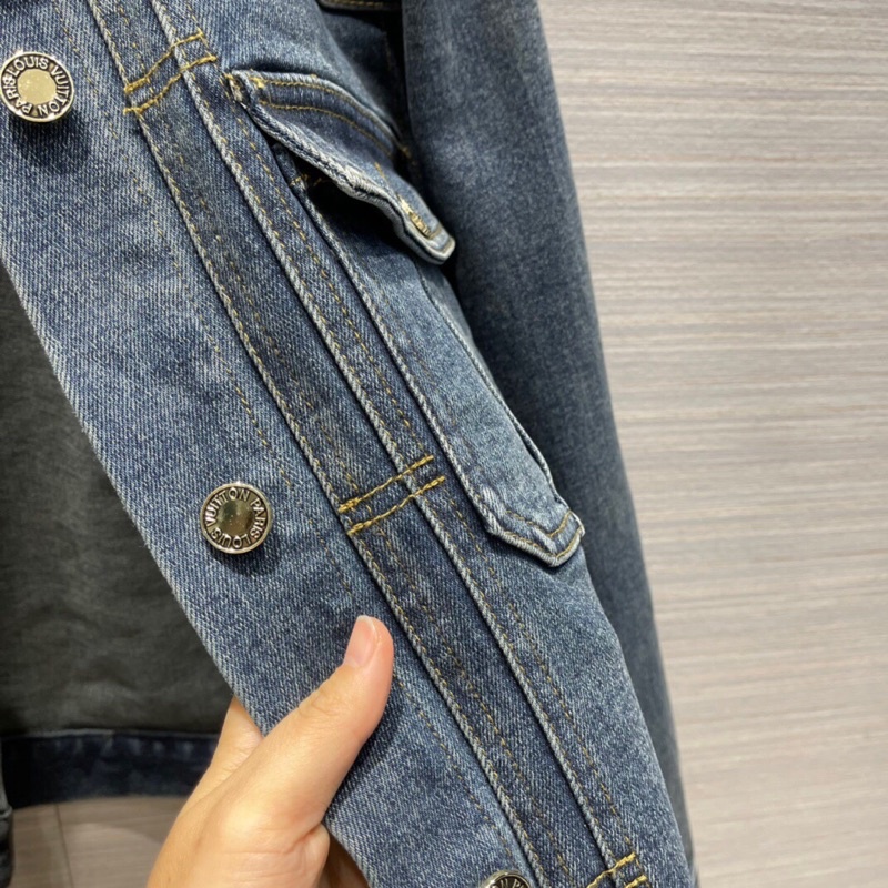 Áo khoác denim thời trang logo thương hiệu Louis Vuitton LV 2022 cao cấp
