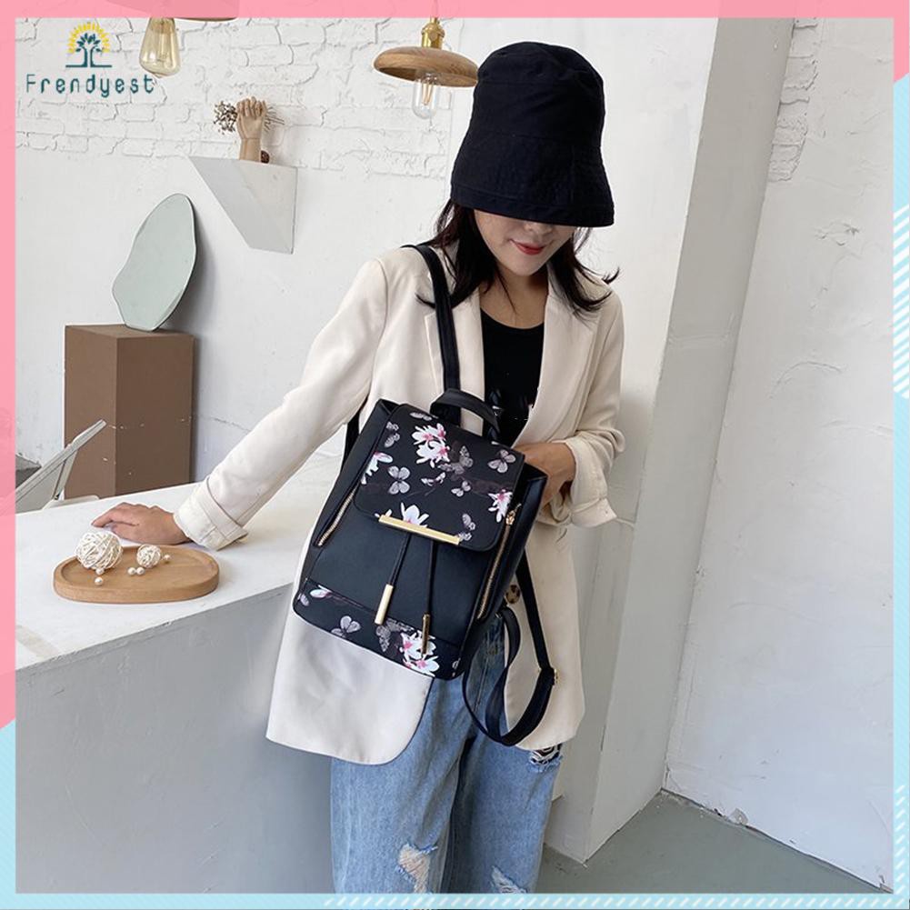 Preppy Style Women PU Pure Color Backpack Casual Ladies Drawstring Handbags