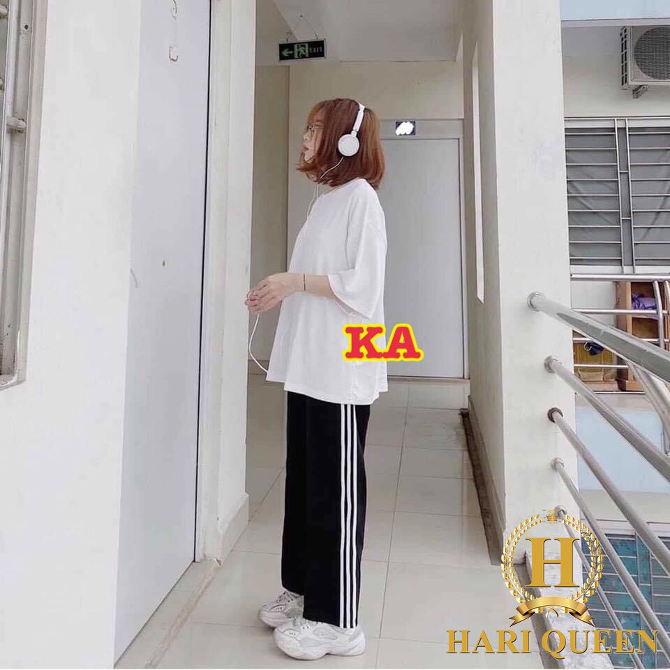 [FREESHIP ĐƠN TỪ 50K] Sét áo phông trơn + quần ống rộng 3 sọc cá tính HARI0520
