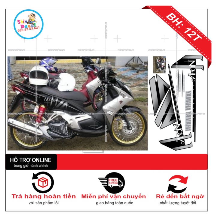 TEM XE NOUVO 4 LX XÁM ĐEN -- SHIN DECAL 2