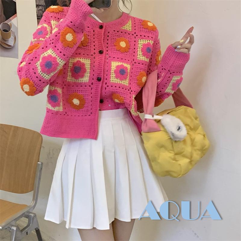 Anana Áo Khoác Cardigan Dệt Kim Dài Tay Cài Nút In Hoa Xinh Xắn Cho Nữ