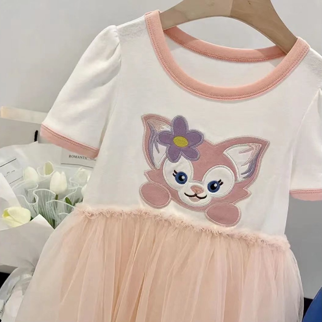 Đầm Công Chúa Chất Liệu Cotton Phối Lưới Dễ Thương Xinh Xắn Cho Bé Gái 3-9 Tuổi