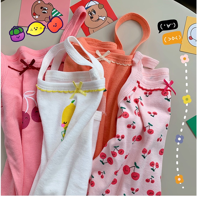 Áo hai dây chất liệu cotton thoáng khí cho bé gái