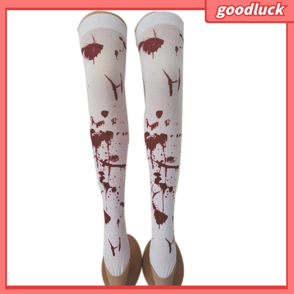 Tất cổ cao họa tiết xương/máu/mạng nhện/dơi thời trang halloween dành cho nữ