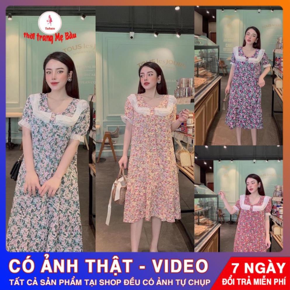 Đầm bầu công sở đẹp( từ 45-70kg)  .New 4 màu hoa nhí mùa hè dự tiệc .(hàng loại 1 +hình thật)  (shop Tatoco)