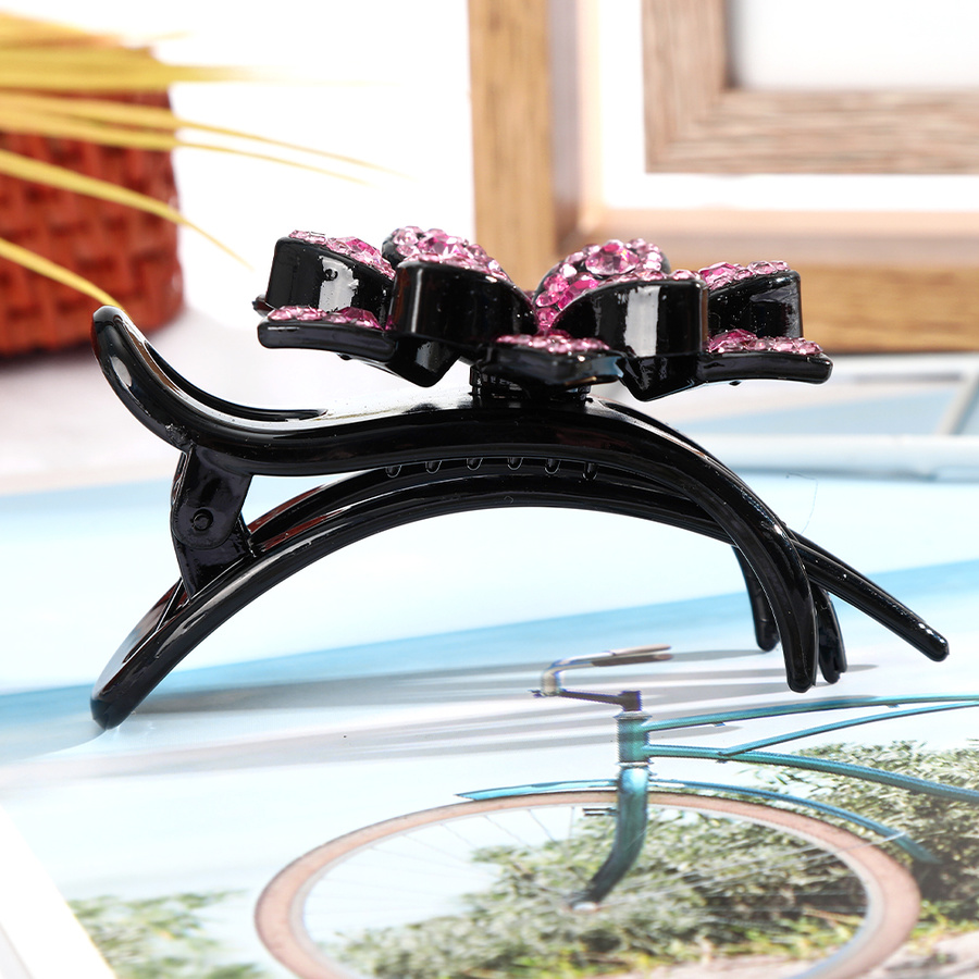 Kẹp tóc mặt hình hoa đính pha lê nhiều màu thời trang cho nữ