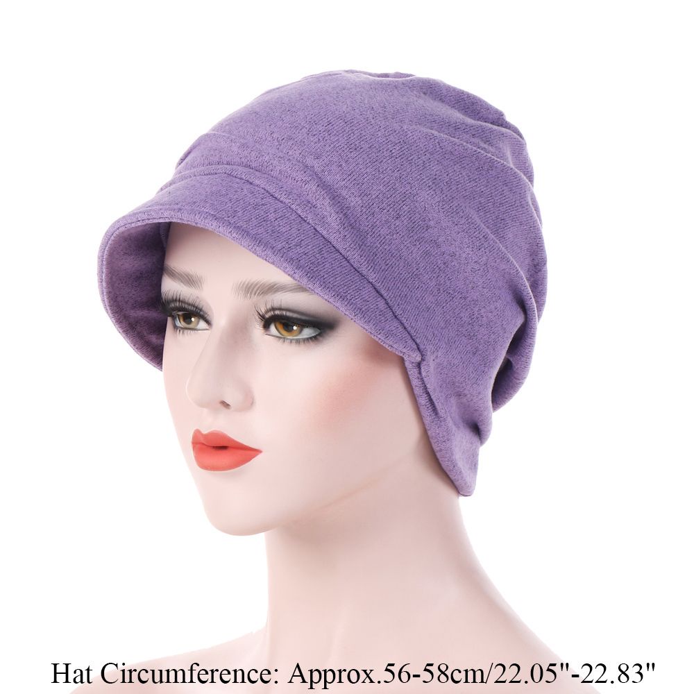 Mũ trùm đầu cotton dệt kim giữ ấm nhiều màu trơn tùy chọn cho nữ
