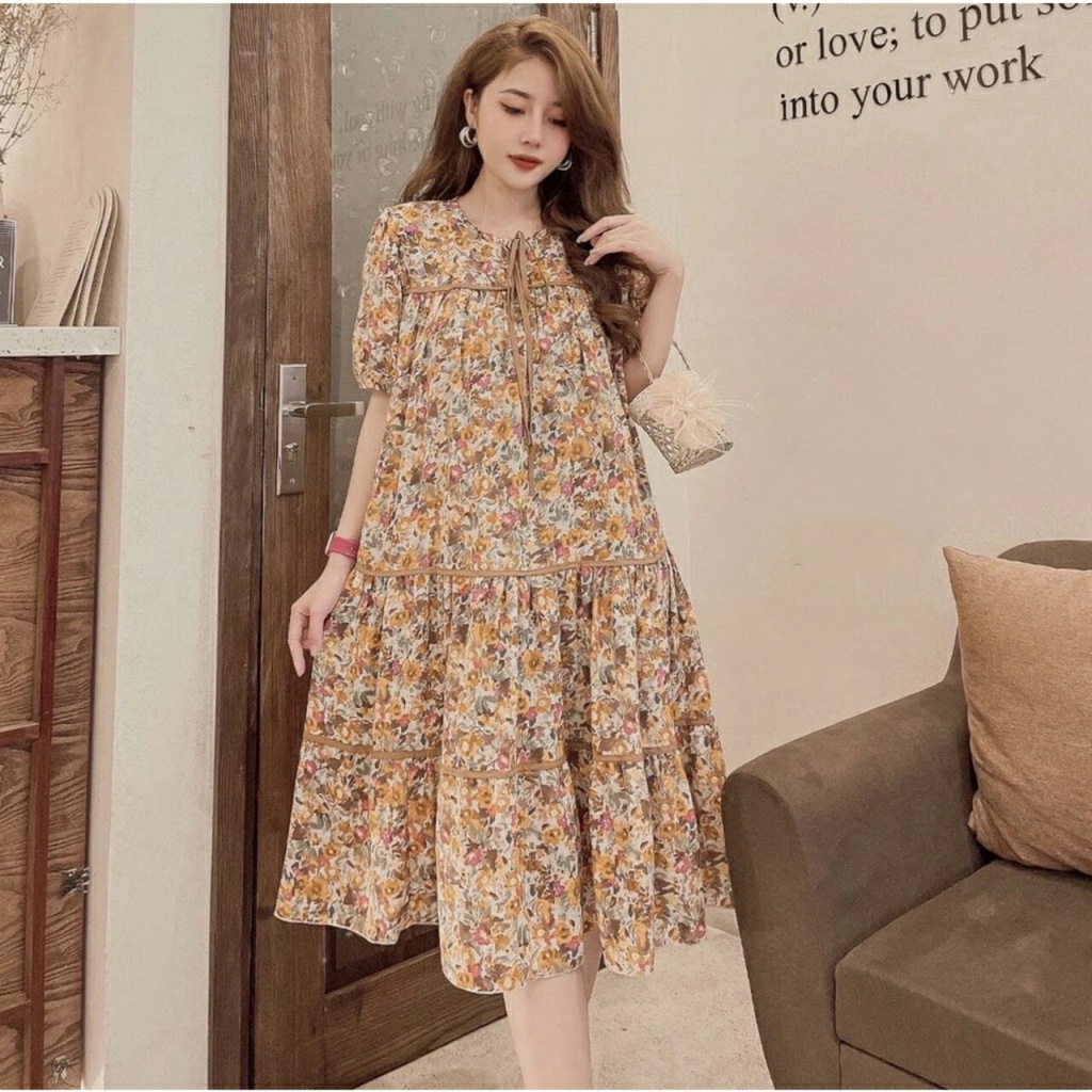 Váy Bầu Mùa Hè Hoa nhí Dáng Suông. Đầm Bầu Thiết Kế Công Sở Đi Làm Đi Chơi Dễ Thương A029 Lin Store66