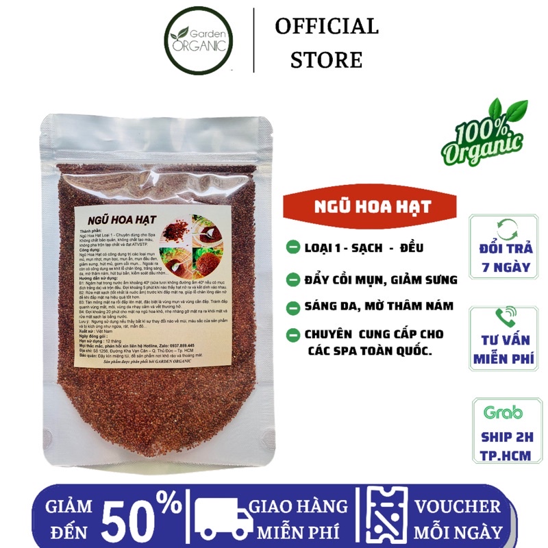 Ngũ hoa hạt 500gr - loại đặc biệt chuyên cho Spa &amp; TMV - mát da, gom cồi mụn, sáng da… | Bột Natural