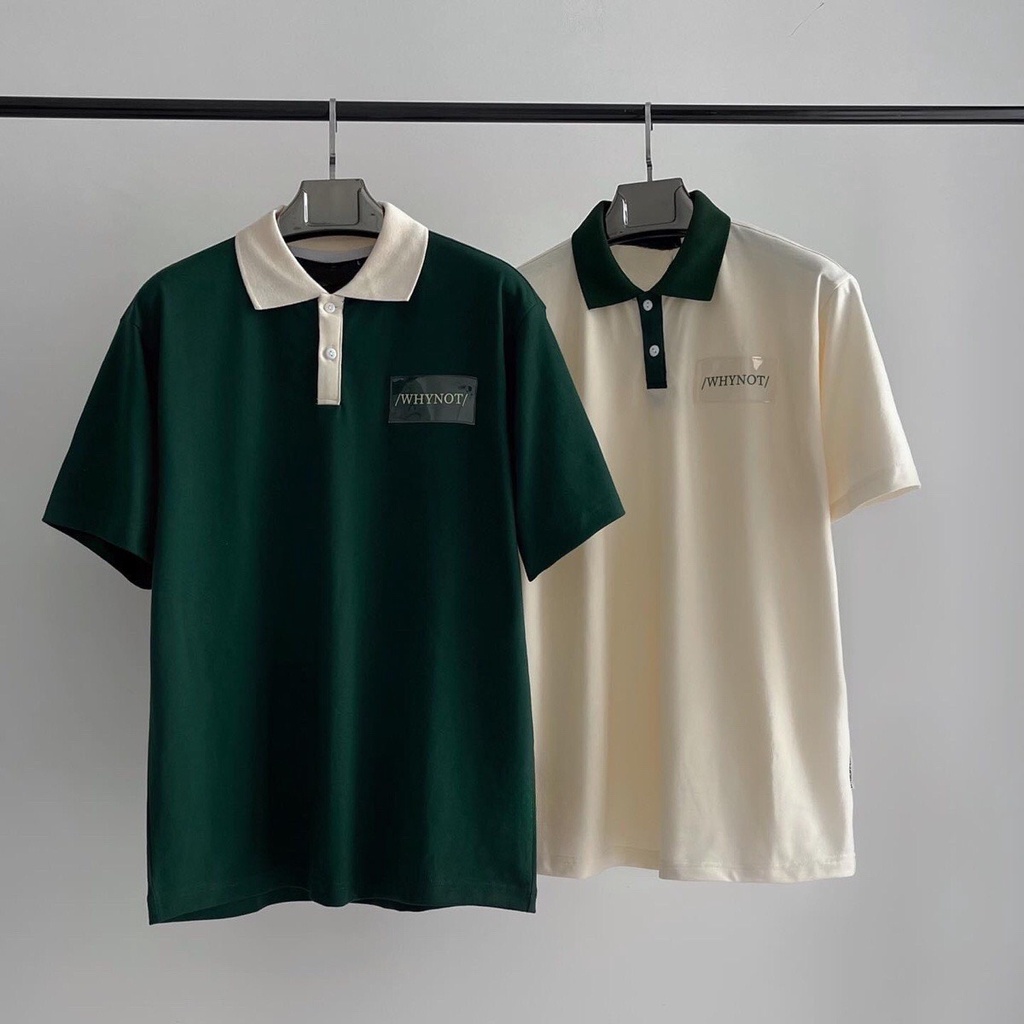 Áo thun polo Plastic TEM NHỰA WZS áo polo cổ trụ ép nhựa - chất thun da cá cotton dày dặn - form rộng unisex nam nữ