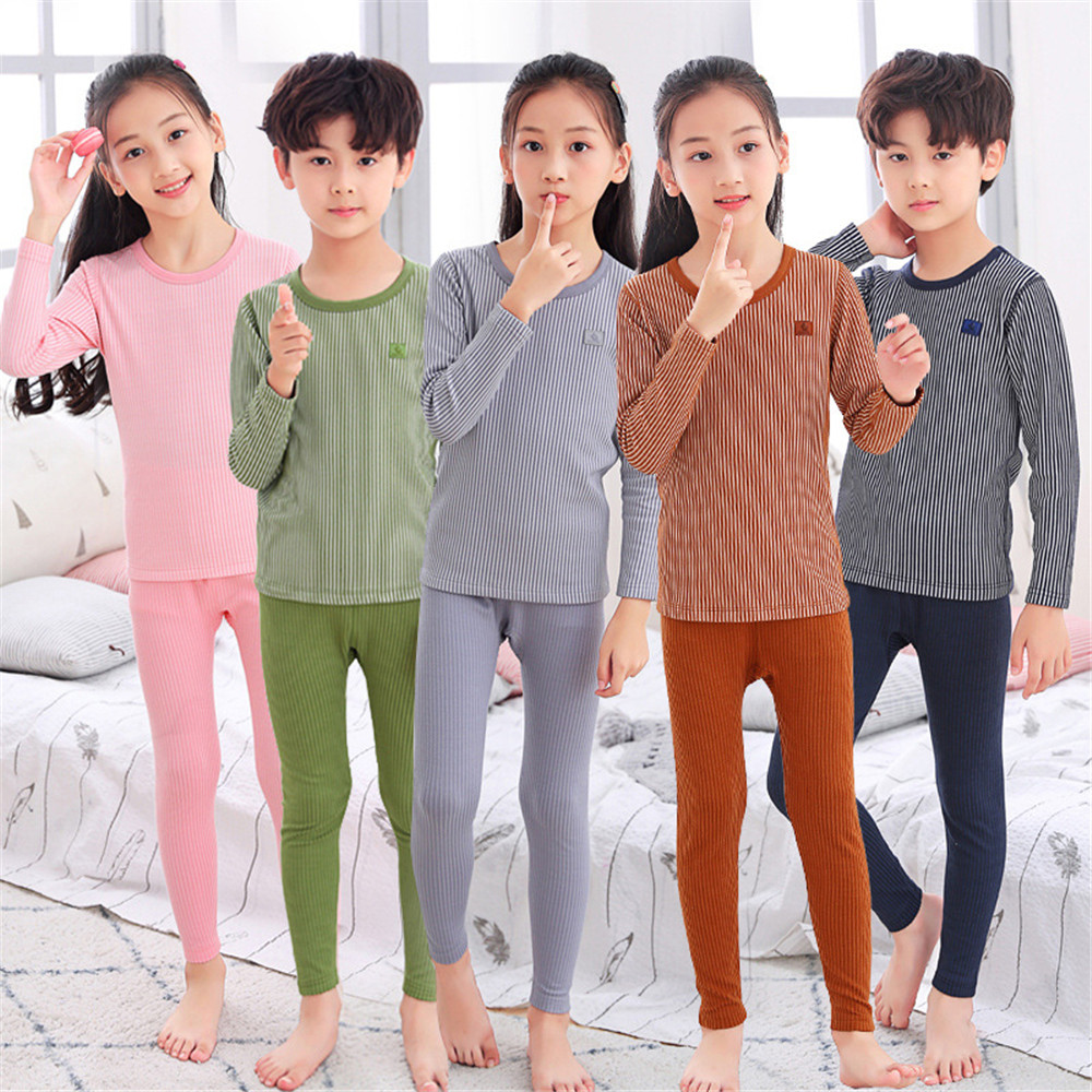 Bộ Đồ Ngủ Pijama 2 Món Bằng Cotton Mềm Mại Kẻ Sọc Kiểu Hàn Quốc Cho Bé Từ 3-12 Tuổi