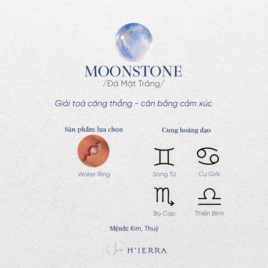 Nhẫn Bạc Nữ H'ierra Water Ring đính đá Opal / Moonstone / Labradorite | BST Down-To-Earth