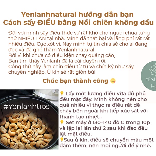 Hạt điều vỡ đôi nhiều cánh TO MỚI làm sữa điều sạch nguyên chất 250gr-500gr Yenlanhnatural