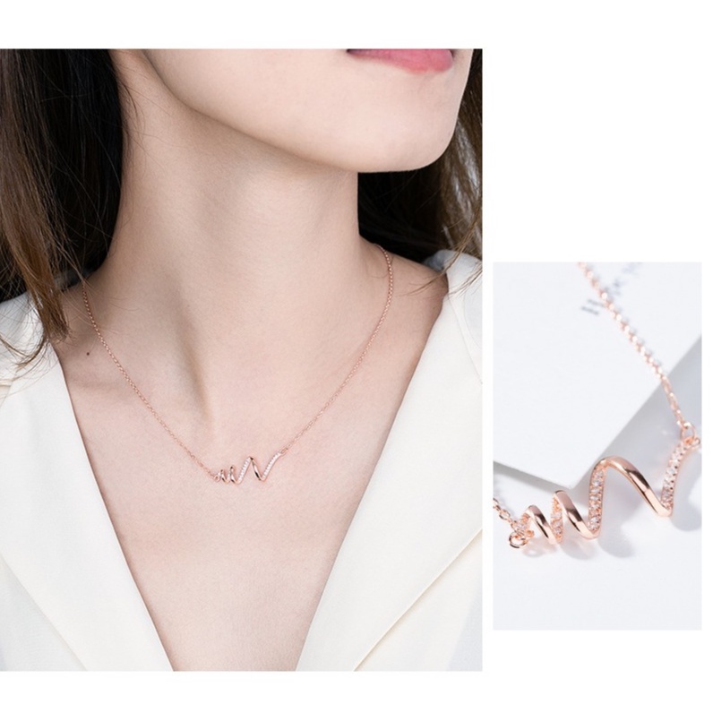 Vòng Cổ Nữ Bạc S925 Thiết Kế Đơn Giản Hình Nhịp Tim Hàn Quốc DB2569 - Bào Ngọc Jewelry