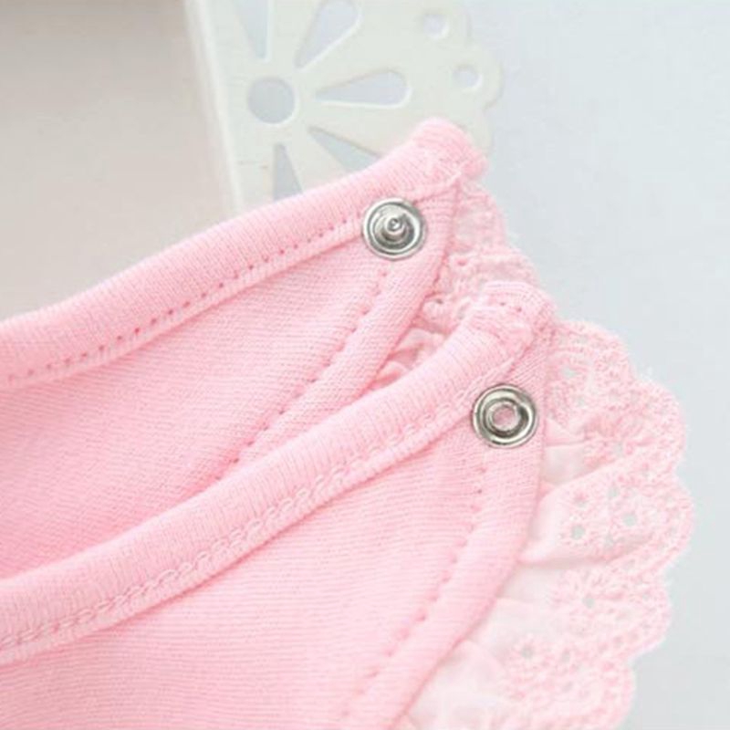 Yếm Ăn Cotton Phối Ren Xinh Xắn Dành Cho Bé