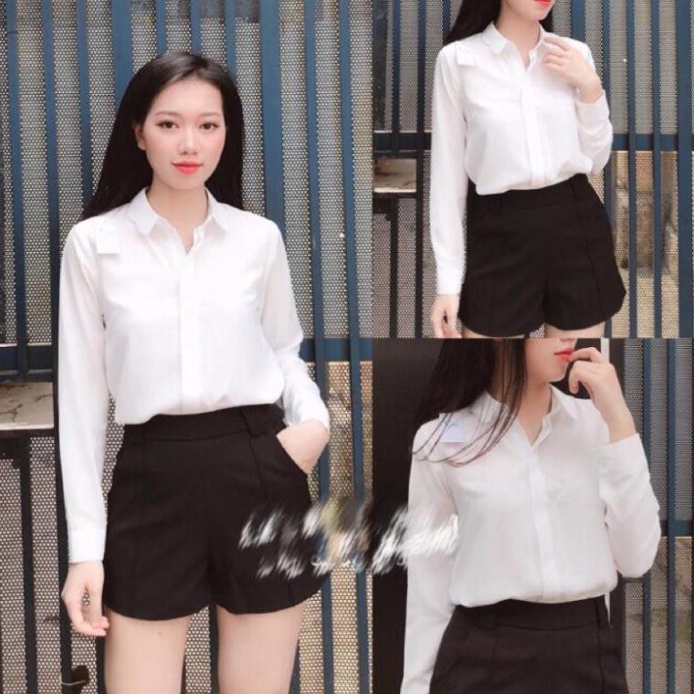 [Giảm Giá 31%] Áo Sơ Mi Nữ Dài Tay - Cotton Lạnh Cao Cấp - Màu Trắng và Đen - Sang Chảnh [Xuất Khẩu Châu Âu] | BigBuy360 - bigbuy360.vn