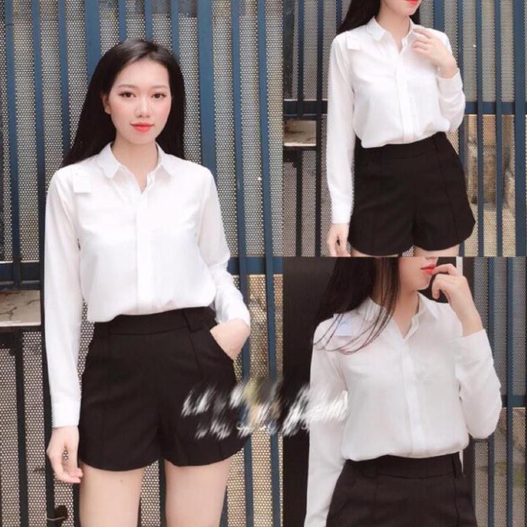 [Giảm Giá 31%] Áo Sơ Mi Nữ Dài Tay - Cotton Lạnh Cao Cấp - Màu Trắng và Đen - Sang Chảnh [Xuất Khẩu Châu Âu]