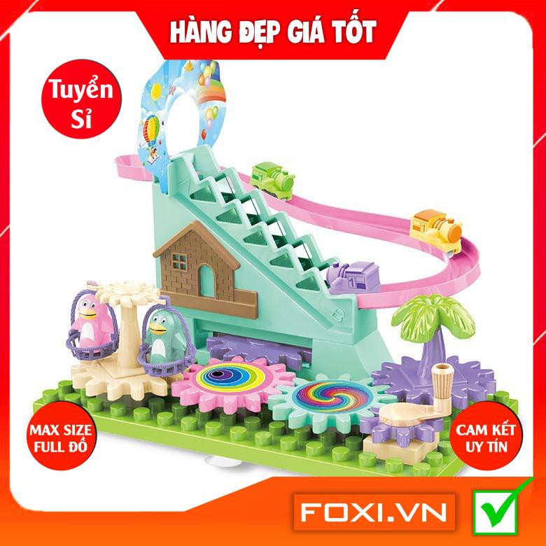 Bộ Đồ Chơi Đường Ray Bãi Biển-Xếp Hình Công Viên Nước-Lego Kích Thích Trí Thông Minh-Khéo Léo