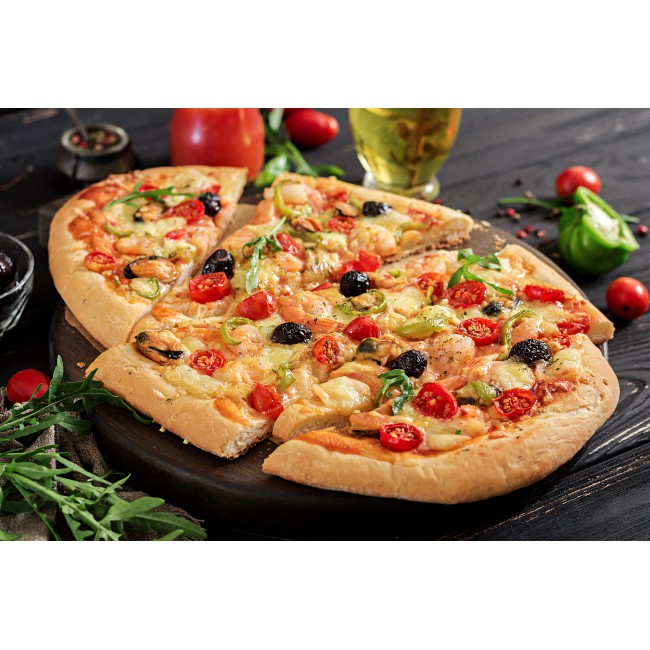 Pizza hải sản, pizza bò bầm, pizza xúc xích Lacusina size 17cm 1 bịch 1 cái