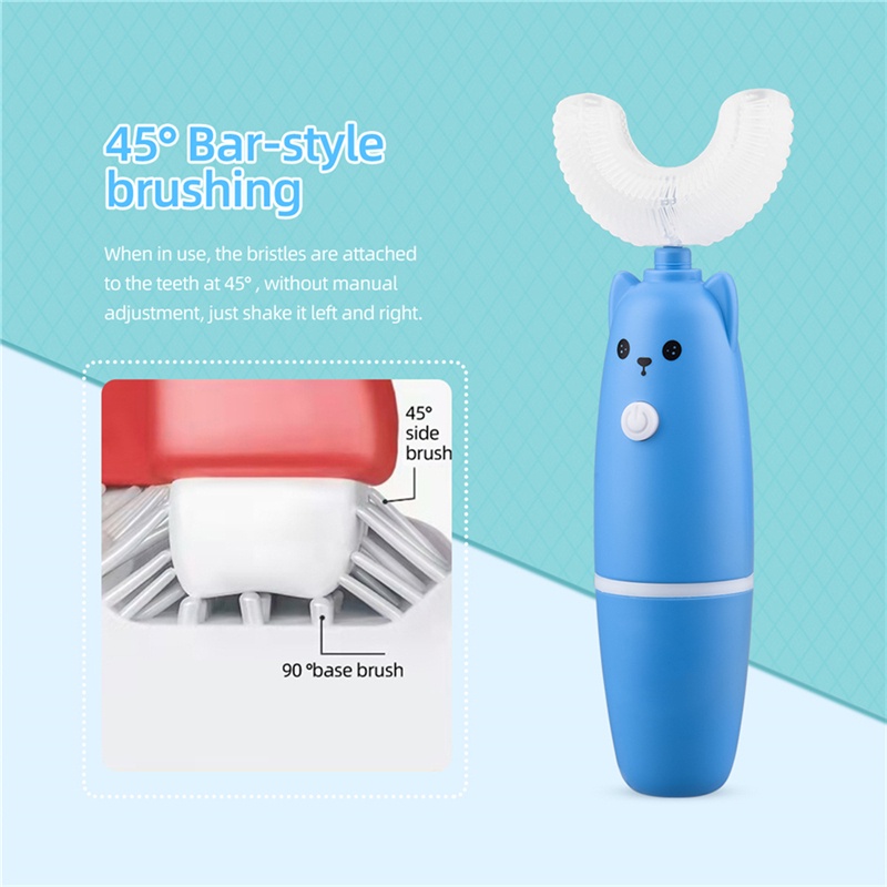 [Hàng mới về] Bộ bàn chải đánh răng điện hình chữ U từ silicon 360 độ