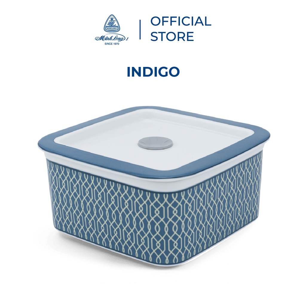 Hộp Cơm, Đựng Thực Phẩm Giữ Nhiệt Sứ Dưỡng Sinh Minh Long - 15 cm - Indigo