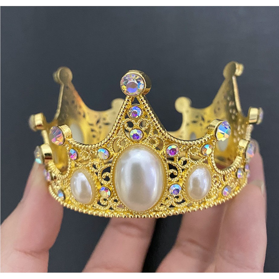 Vương miện mini trang trí bánh sinh nhật, vương miện trang trí hoa sáp