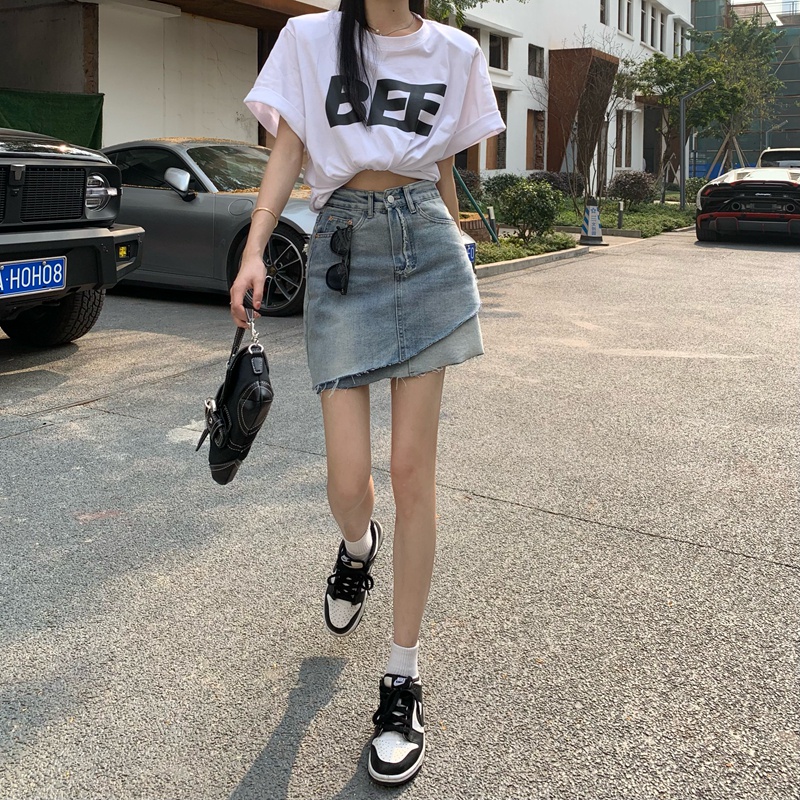 Chân Váy Chữ A Lưng Cao Thời Trang Mùa Hè Phong Cách Hàn Quốc Cho Nữ