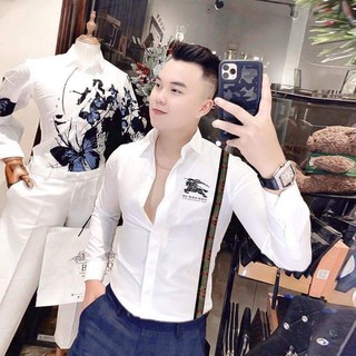 Áo sơ mi nam đẹp 💚𝗙𝗥𝗘𝗘𝗦𝗛𝗜𝗣💚 - Áo sơ mi nam trắng họa tiết💝 la mã thoáng mát, không nhăn đi chơi sinh nhật đám cưới