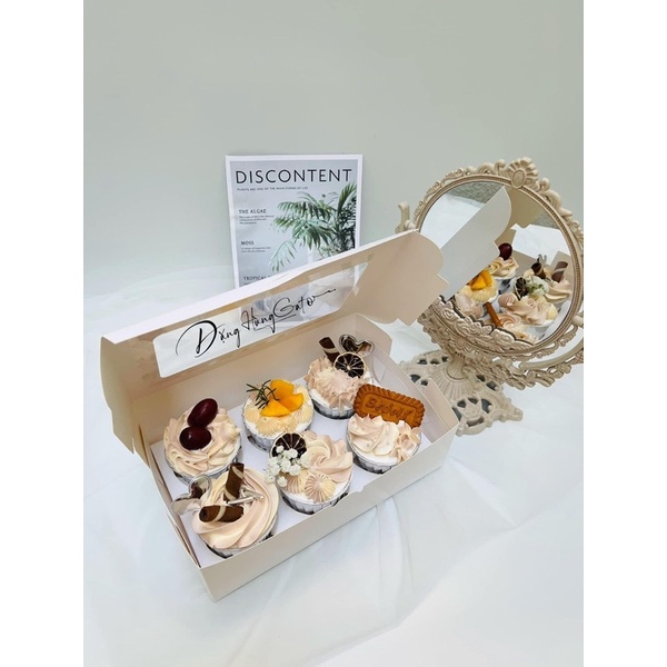 Hộp cup cake trắng dạng 12 ô bánh, 6 ô bánh , 4  ô bánh