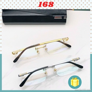 Kính không gọng, r.olex, gọng kính nam, titanium mạ vàng 18k, tặng kèm bút, hộp gỗ, hộp da - kính mắt 168
