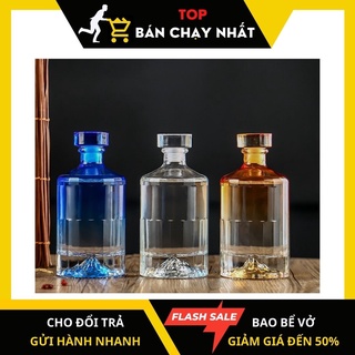 Chai Thủy Tinh 500ml Kiểu Dáng Vỏ Chai Rượu Ngoại như vỏ chai Hibiki Nắp Đặc Đúc Nguyên Khối Chắc Chắn- topbanchaynhat