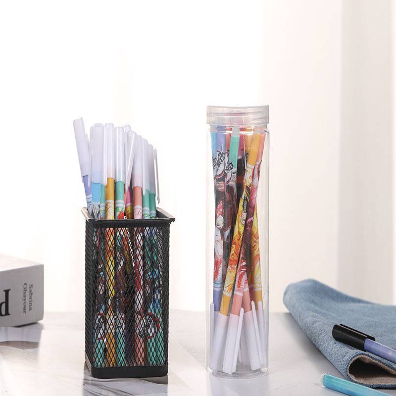 Bộ 6 bút mực gel màu xanh dương ngòi 0.5mm hình Demon Slayer Kimetsu No Yaiba Kamado Tanjirou Nezuko Rengoku Kyoujurou