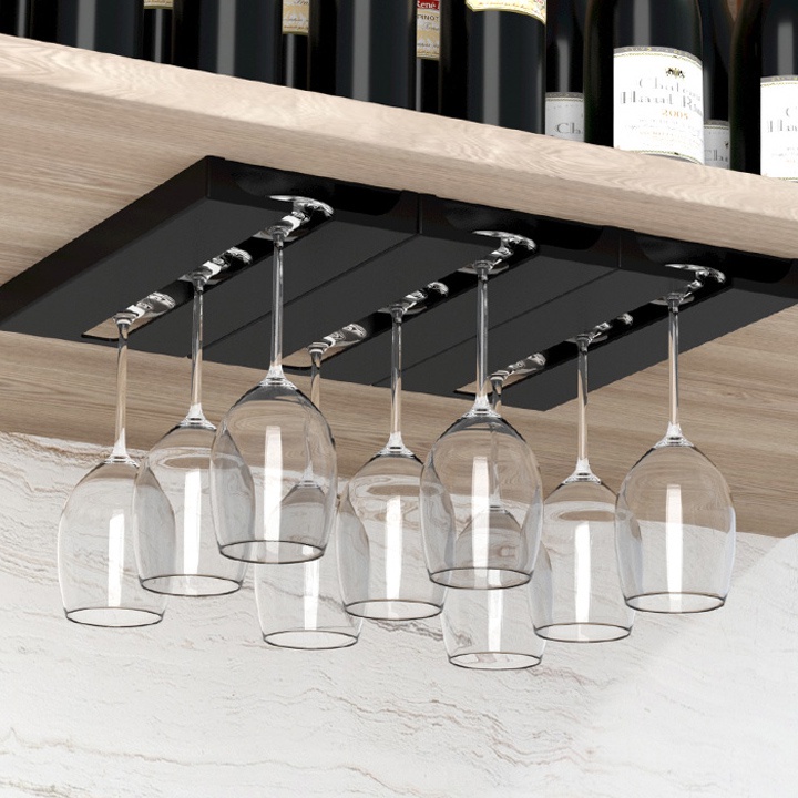 Giá đỡ ly rượu vang thủy tinh JUJIAJIA kiểu treo ngược tự dính chất lượng cao cho nhà ở