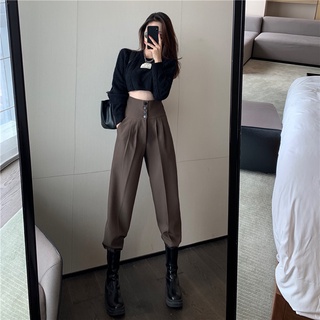 (Sẵn S đen)Quần nữ baggy 4 nút eo (Ảnh thật)