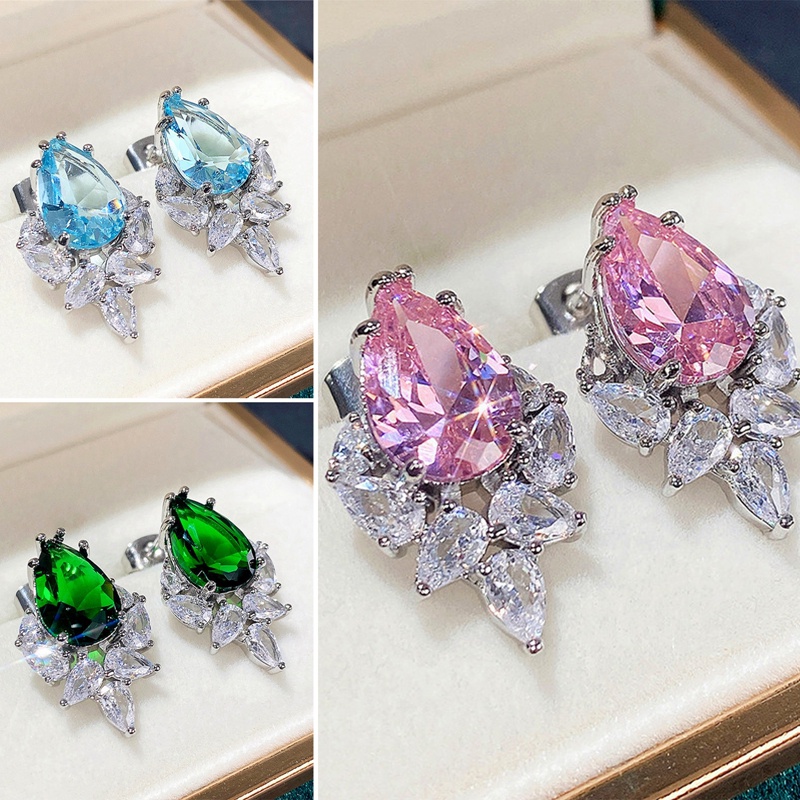 Đôi Khuyên Tai Đính Đá Nhiều Màu Sắc Thời Trang Cho Nữ